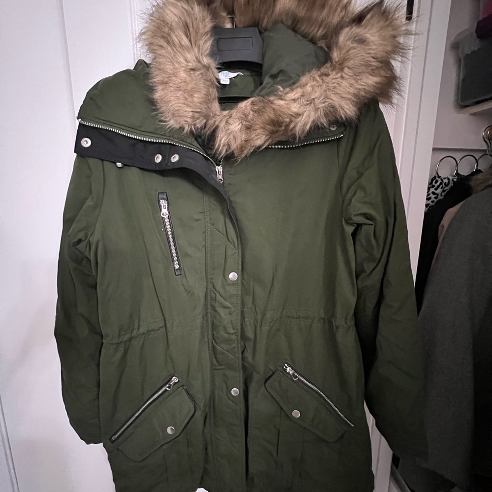 Time and Tru Anorak Jacket with Faux Fur Hood